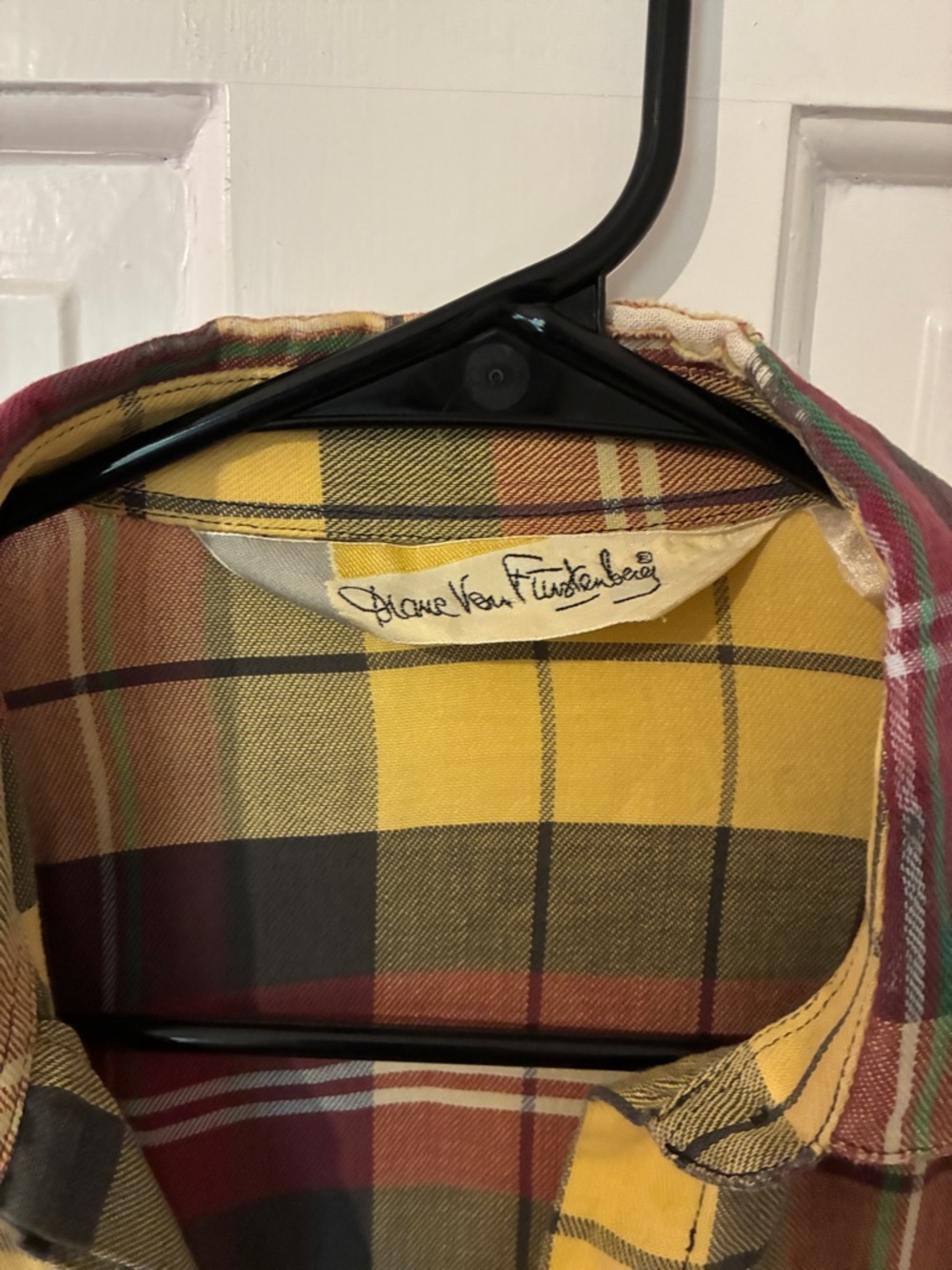 EUC VINTAGE DVF Plaid Button-Up Shirt - Picture 3 of 4